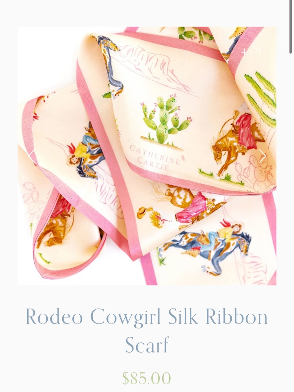 Catherine Cartier Rodeo Cowgirl Silk Ribbon Scarf